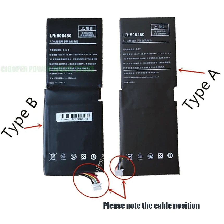 CP Laptop Battery 506480 H-687292P 56585 7.7V/33.11Wh/4300mAh For OneMix 3 OneMix 3S OneMix 3pro Notebook