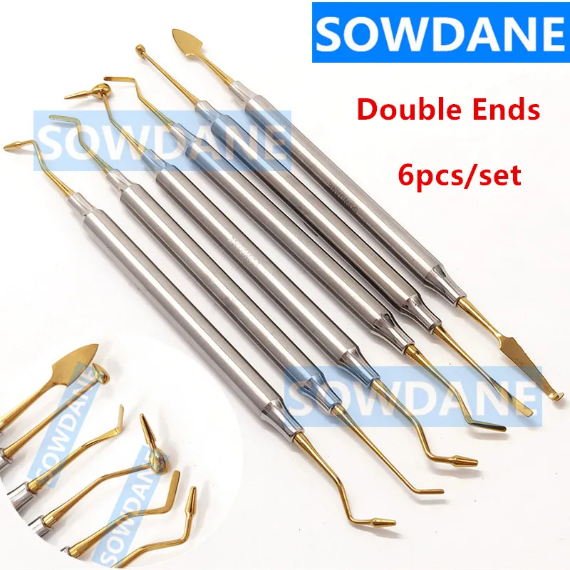 

6pcs/set Dental Composite Resin Filling Spatula Titanium Plated Head Resin Filler Set Dental Instrument Tool