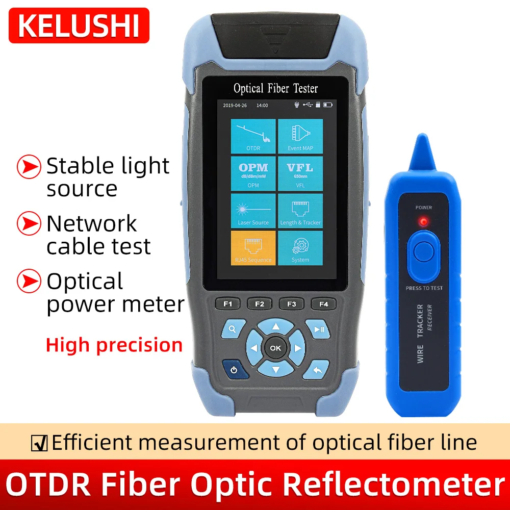 

OTDR Tester 900D Fiber Optic Reflectometer 1310/1550nm 9 Functions Event Map 24/22dB VFL OLD OPM line finder RJ45 network tester