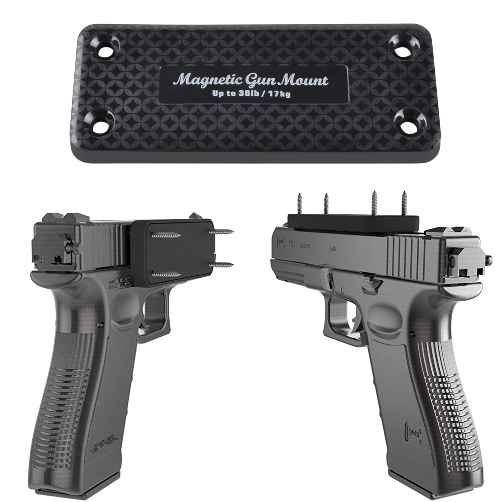 1 Pack 36LBS Pistol Rifle Concealed Safe Magnetic Gun Holder Holster Gun Magnet for Car Under Table Vehicle Safe Tool