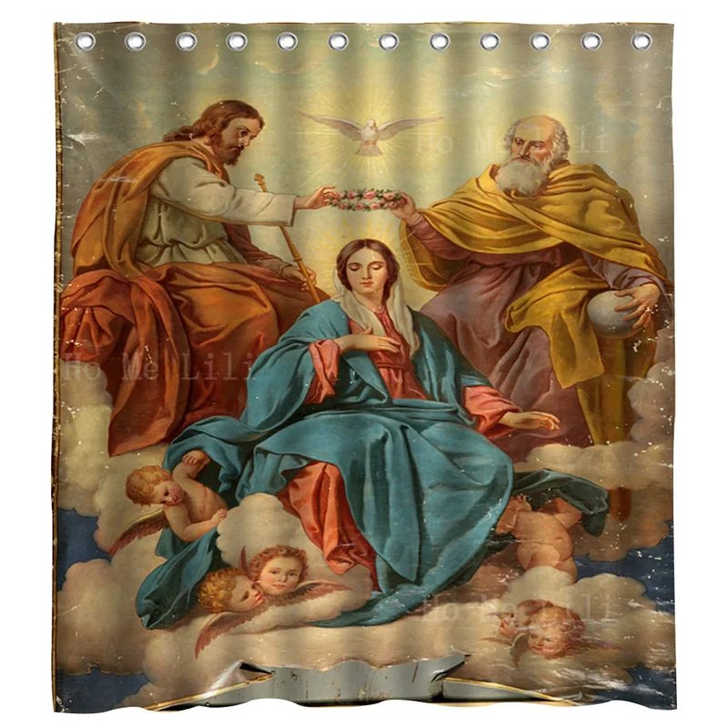 The Assumption Of Mary Fatima Blessed Virgin Mother Coronation Shower Curtain Our Lady Queen Of Angels Seville Cathedral