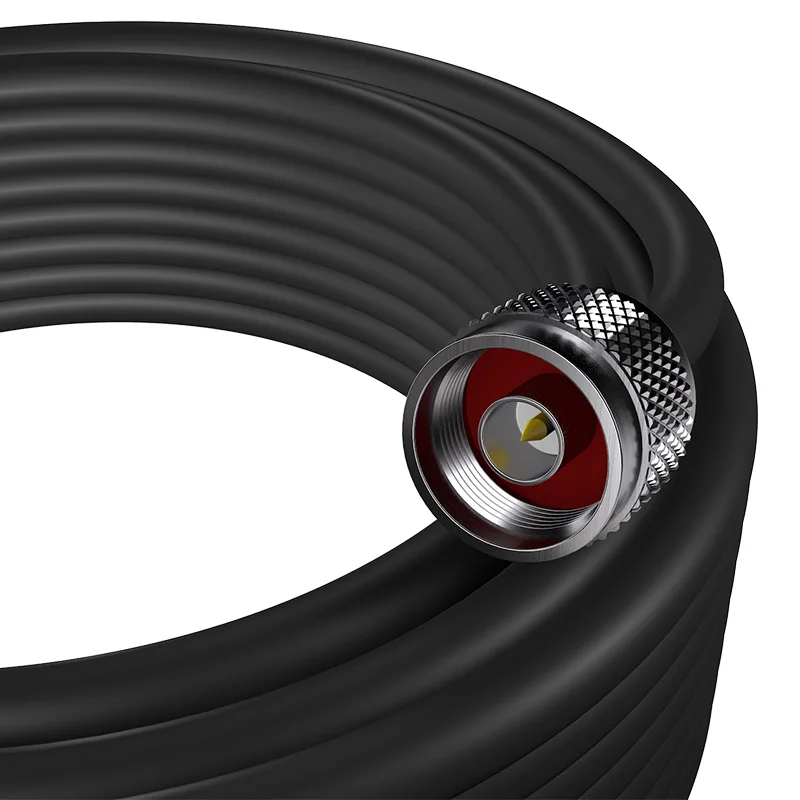 GOBOOST Black 10 Meters 5D Coaxial Cable With N-Male Connector For Cell Phone Signal Booster Amplifier repeater And Antenna