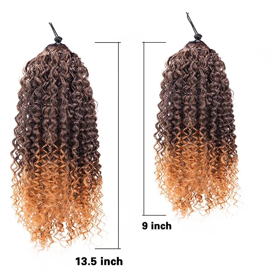 Synthetic New 5 Color Long Afro Kinky Curly Ponytail Extension Synthetic Drawstring Corn Wavy Hair Piece For Women Brown Black