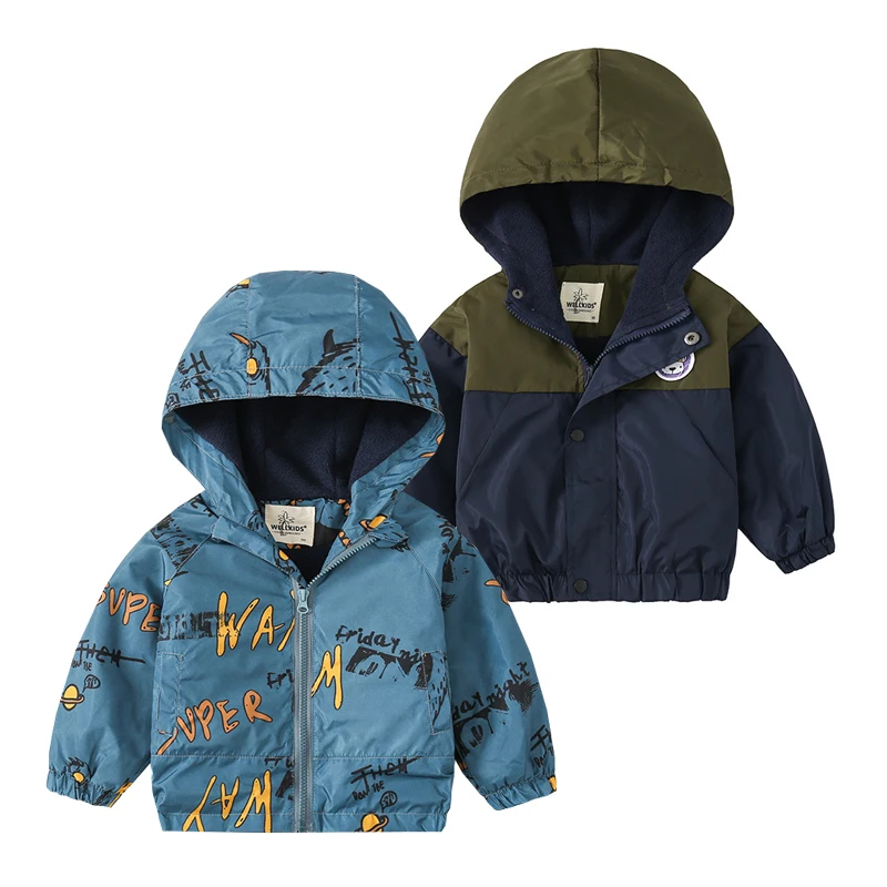 

Fleece Thermal Outdoor Jacket For Toddler Boys Warm Baby Kids Hoodies Winter Coat Children Clothes