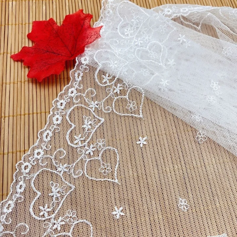 High Quality Wide Heart  Cotton Embroidered Lace Sewing Furnishing Garment Accessories DIY Handmade Craft Materials