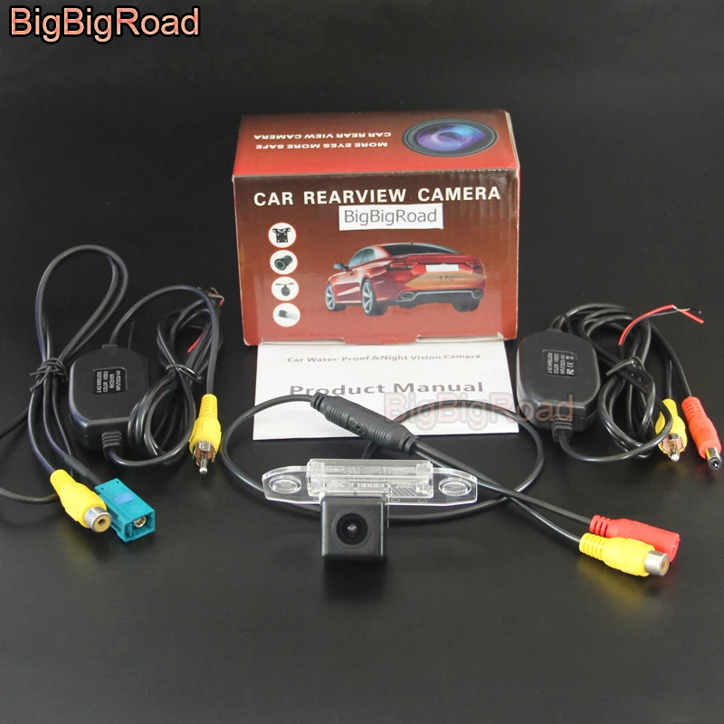 BigBigRoad RCA & Original Screen Compatible For Volvo V70 XC70 3 2007~2013 Back Up Reverse Camera Car Rear View Camera Sets CCD