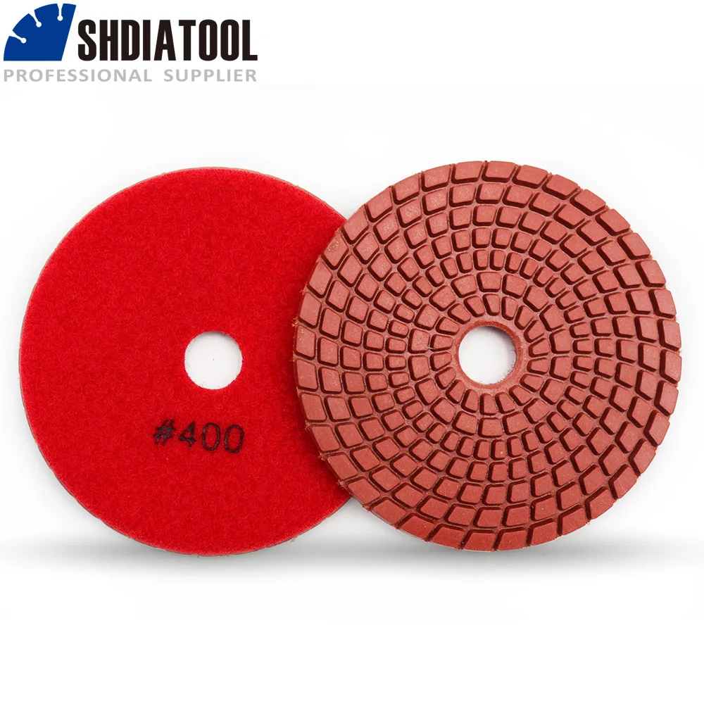 SHDIATOOL 10 pcs Dia 4 "/100mm Grit 400 Diamond 유연한 Wet 연마 Pad 수지 Bond 샌딩 Disc 돌 대리석 화강암 세라믹