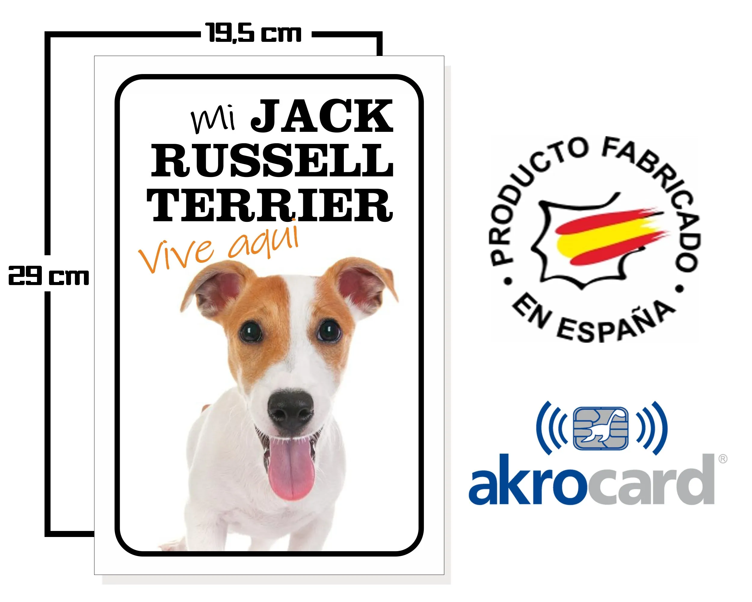 Resistant PVC poster-MI ??? Lives here (Jack Russell) -warning signs-Ideal to hang up and warn passerby