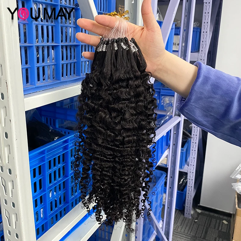 Kinky Curly Micro loop Hair Extensions 3B 3C Itips Microlink Human Hair Micro bead Loop Huaman Hair Extensions For Black Women