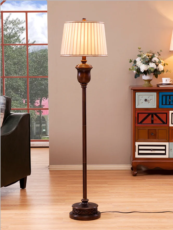Northern Europe rural vertical resin Floor Lamps American creative retro foot pedal fabric lamp for bedside&foyer&studio SJBN030