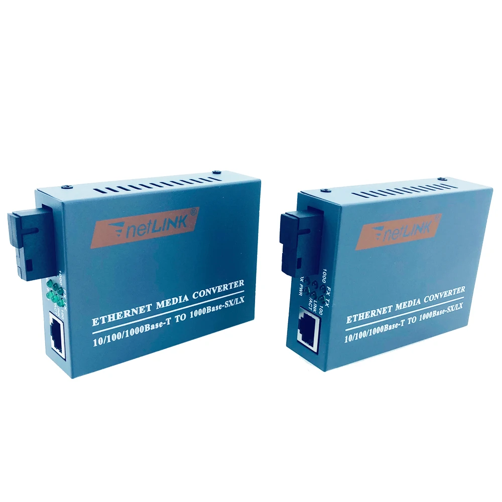 1 Pair HTB-GS-03 Gigabit Fiber Media Converter 10/100/1000Mbps Fiber Optical  Single Mode  SC Port External Power Supply