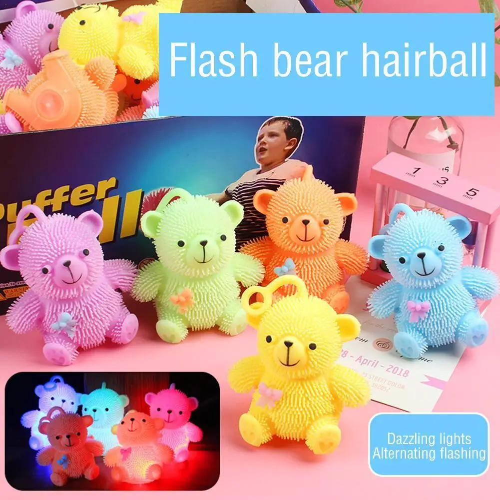 

Flash Elastic Bear Sensory Toy Funny Magic Rubber Novelty Led Flashing Light Cute Bear Toys Antistress Gifts Key