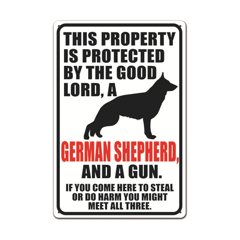 Warning Dog Metal Tin Signs Vintage Poster Beware of Dog Retro Tin Plates Wall Stickers for Garden Family House Door Decoration