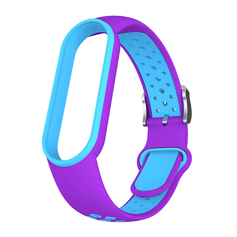 Silicone Strap for Xiaomi Mi Band 3 4 5 Two-color Strap Porous Anti-sweat Sport Breathable Strap Buckle Replacement Wrist Straps