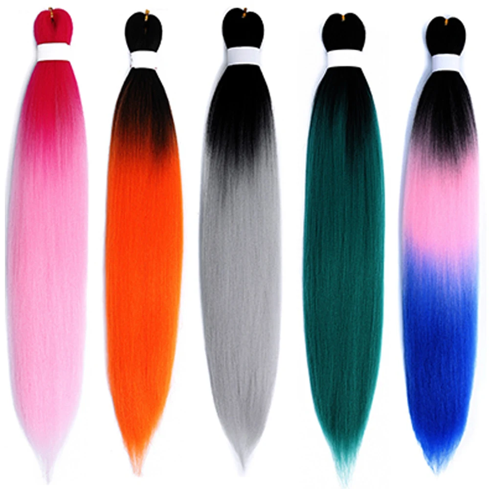 Ombre Jumbo Braiding Hair Synthetic Pre Stretched Soft Yaki Straight Braid Hair Extensions 23 inch