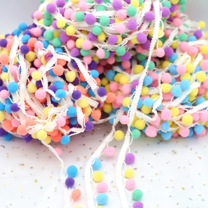 Colorful Lace 15mm Pom Pom Trim Ball MINI Pearl Pompom Fringe Ribbon Lace Fabric Handmade DIY Sewing Clothing Accessories 1M