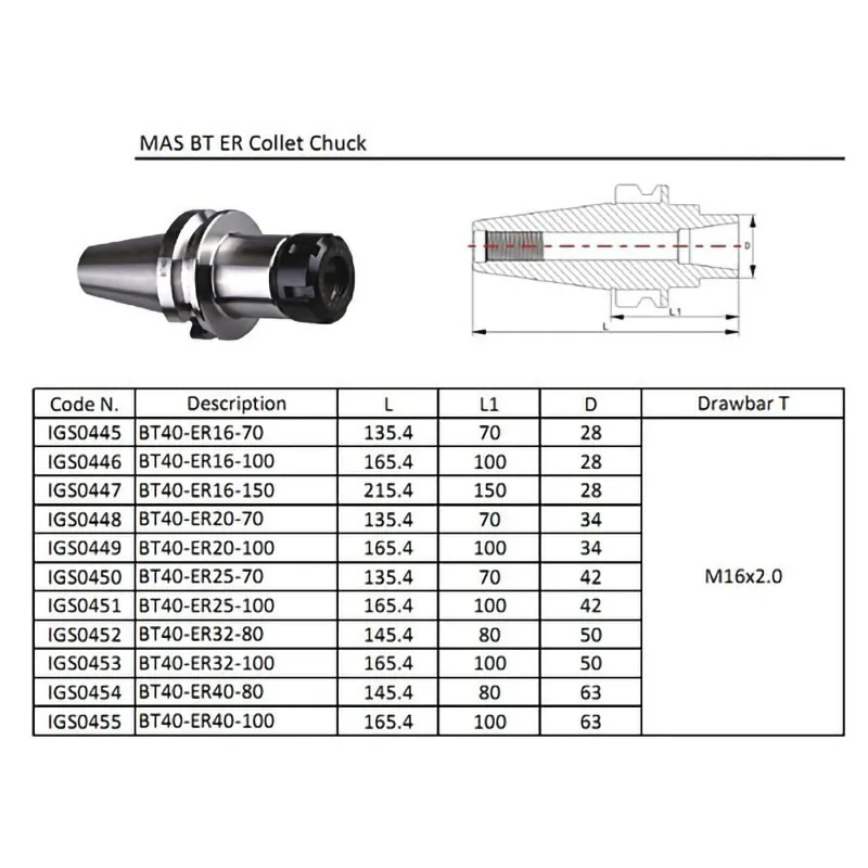 New 1pcs BT40 ER16M 150 Tool holder  Precision  0.005mm  ER16 Collet Chuck Holder CNC Milling