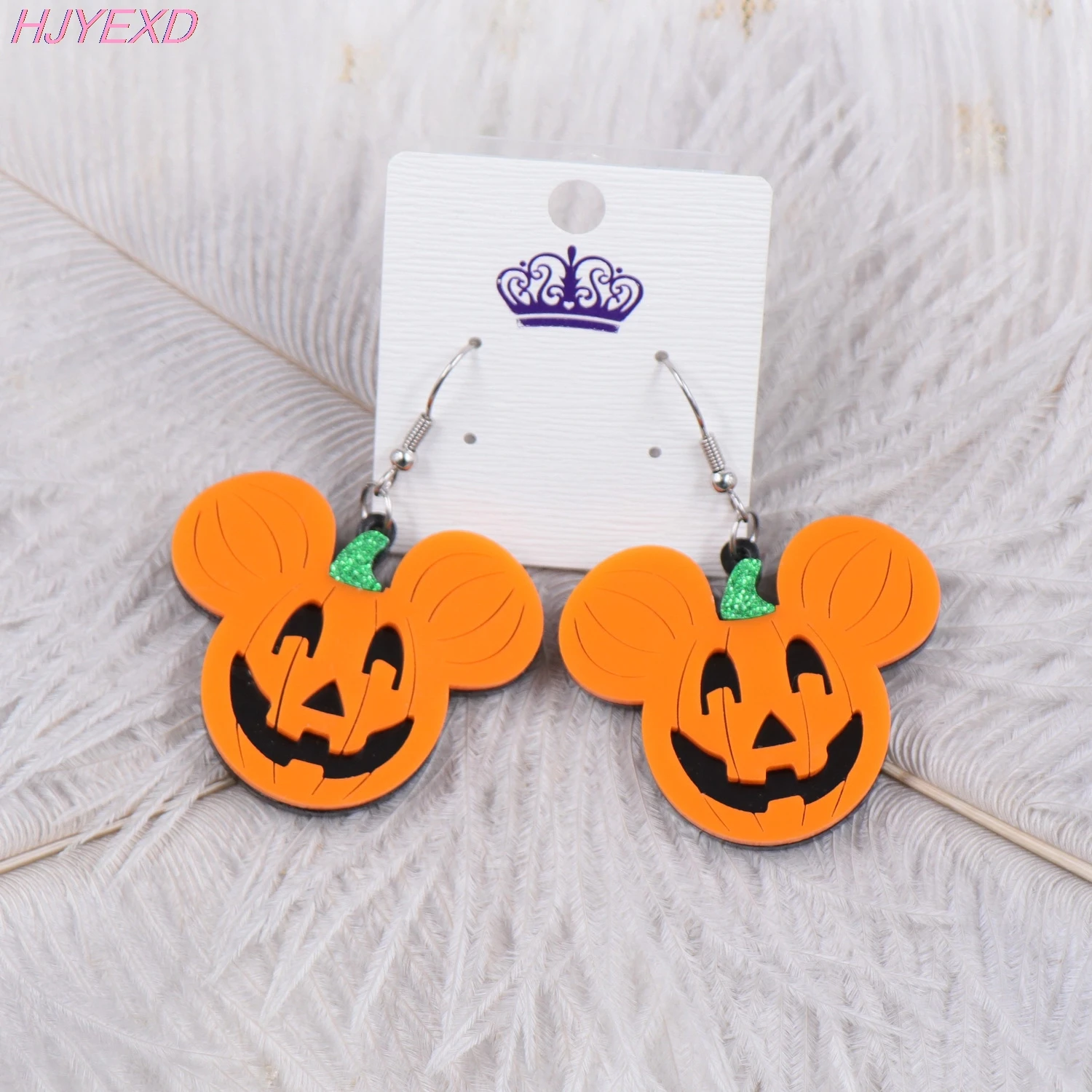 Halloween Earrings Mouse Head Dangle Earrings Holiday Acrylic Pumpkin Earrings