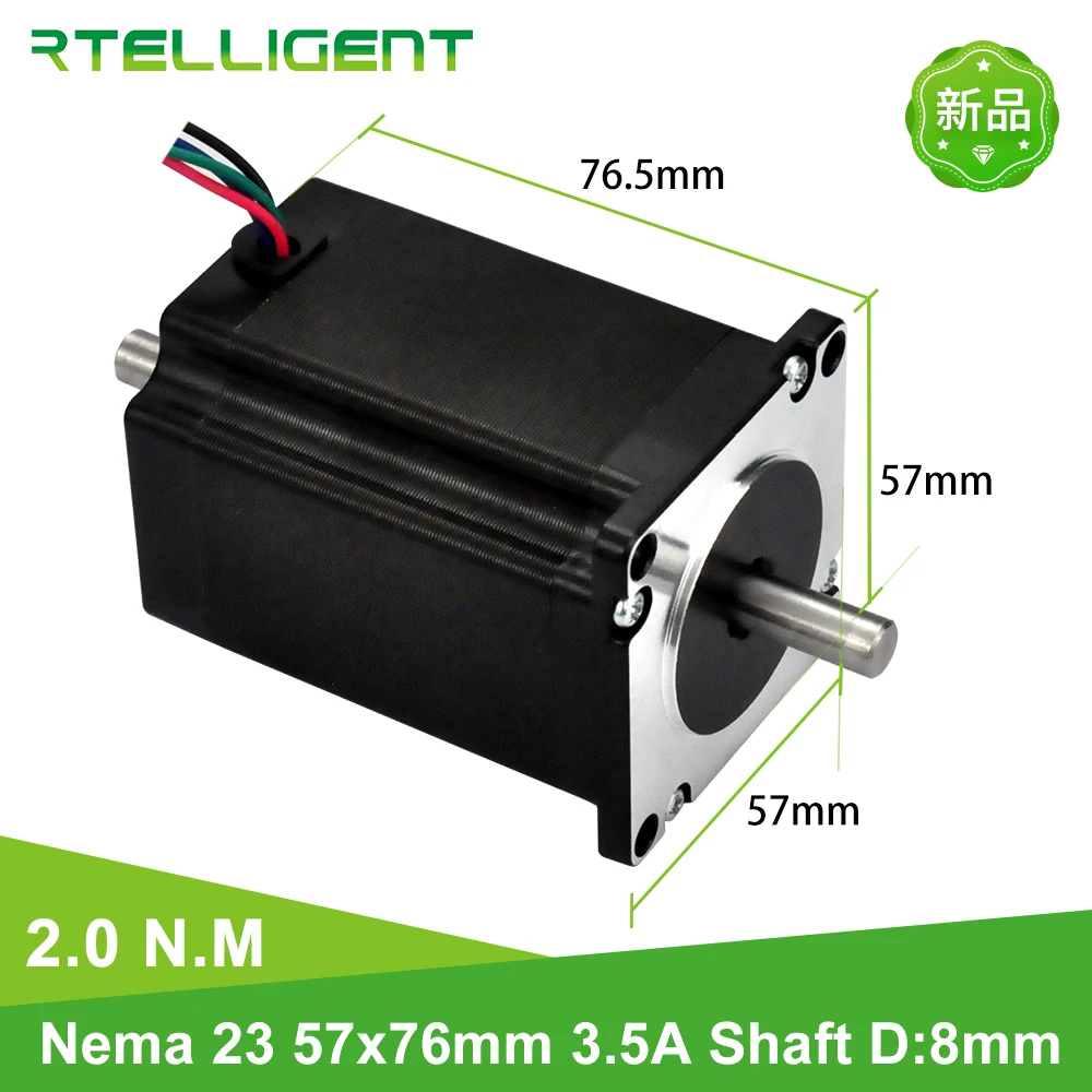 

Rtelligent Nema 23 2N.M 20kg.cm 3.5A Dual Shaft Stepper Motor Shaft Diameter 8mm 4leads for automatic folding Plane mask machine