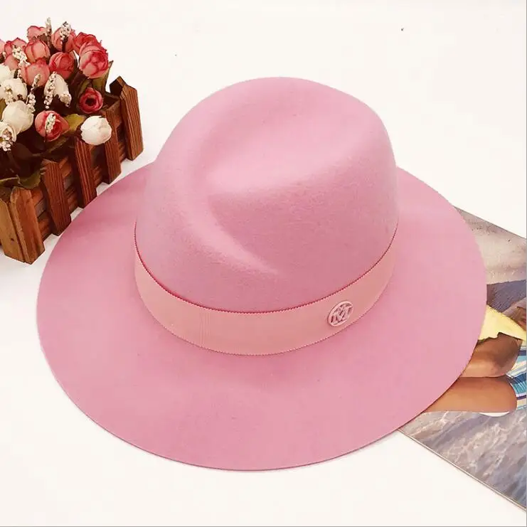 100% Wool hat pink Fedora Hats for women felt hats Popular women\'s hats high quality cool nice beautiful wool hat for 2024