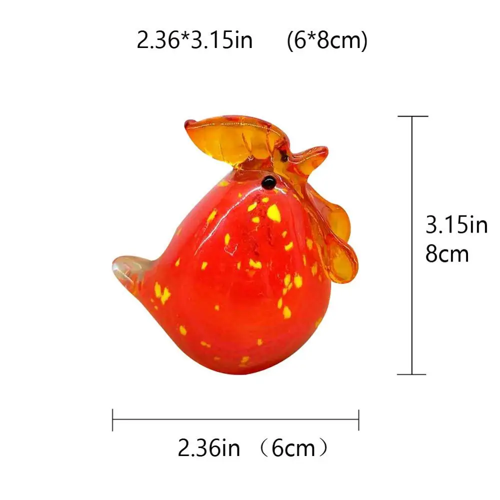 Hand Blown Colorful Glass Chicken Ornament Multicolor Turkey Statue Animal Figurine for Home Decor Kids Christmas Gift