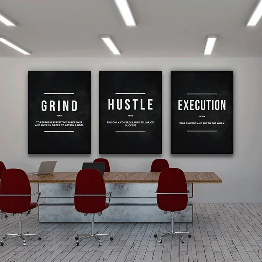 Grind Hustle Execution Motivational Posters and Prints Office Decor Entrepreneur Inspirational Canvas Painting Art Pictures