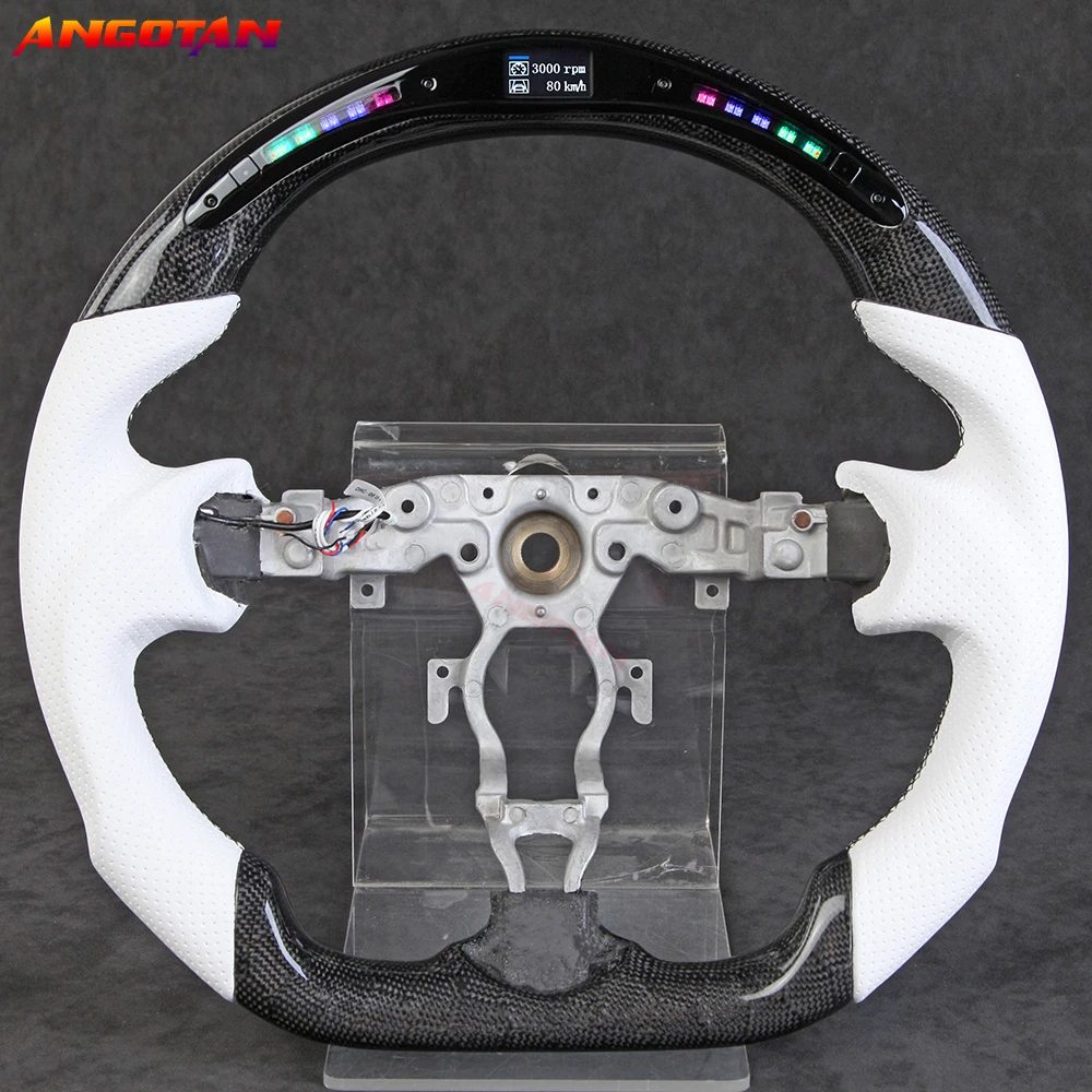 

LED Perforated Leather Carbon Fiber Steering Wheel Fit For Nissan 370Z