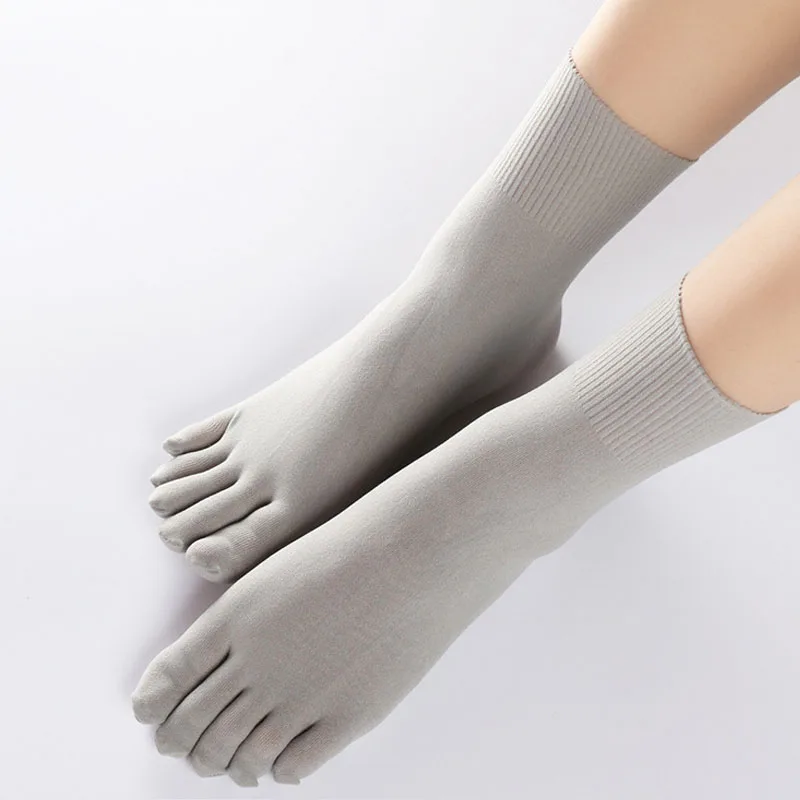 Chaussettes d\'été à cinq doigts en Nylon pour femmes et filles, solides, respirantes, souples, élastiques, durables, fines, sans talon, en soie,