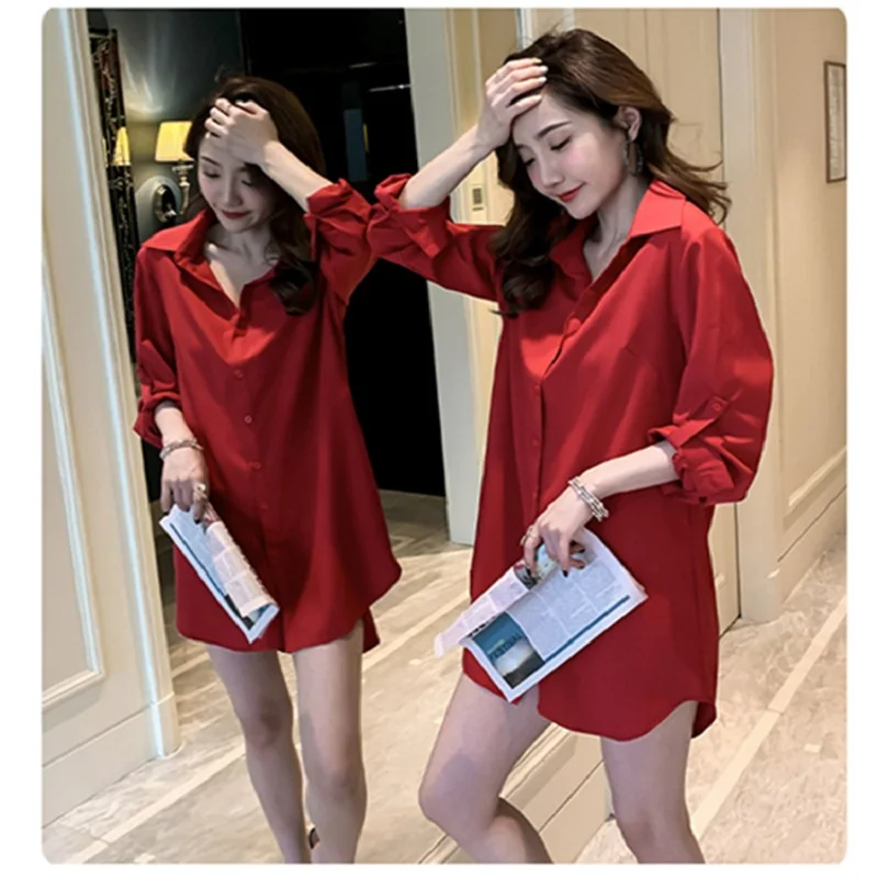 Blouses and Shirts Long Sleeves New Design Female Sexy Tops Wine Red Color Clothing for Women 2021