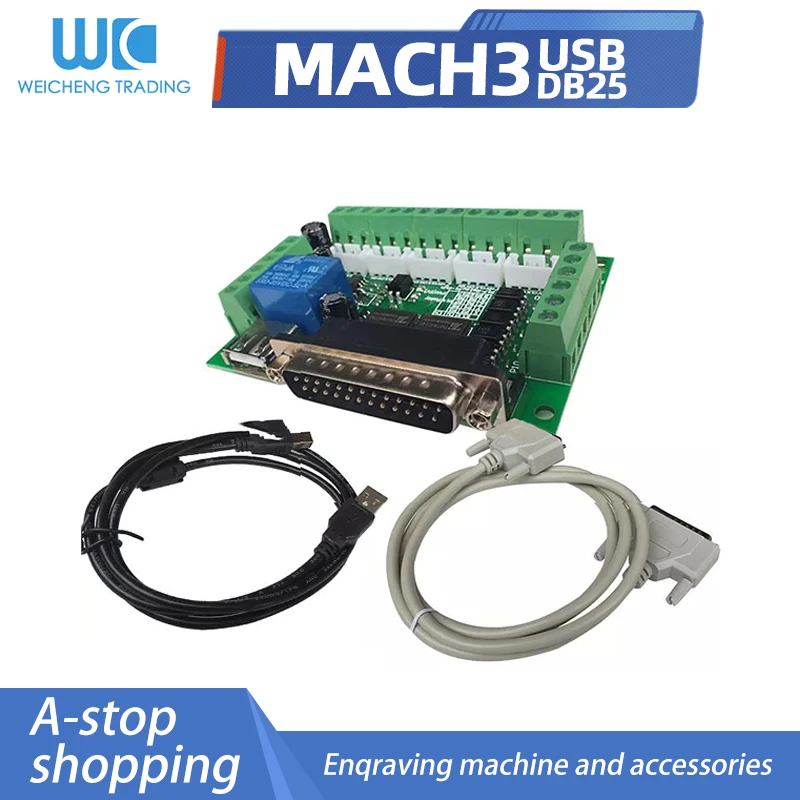 1Set 5 Axis CNC Interface Adapter Breakout Board For Stepper Motor Driver Mach3 +USB Cable+DB25 Parallel Cable