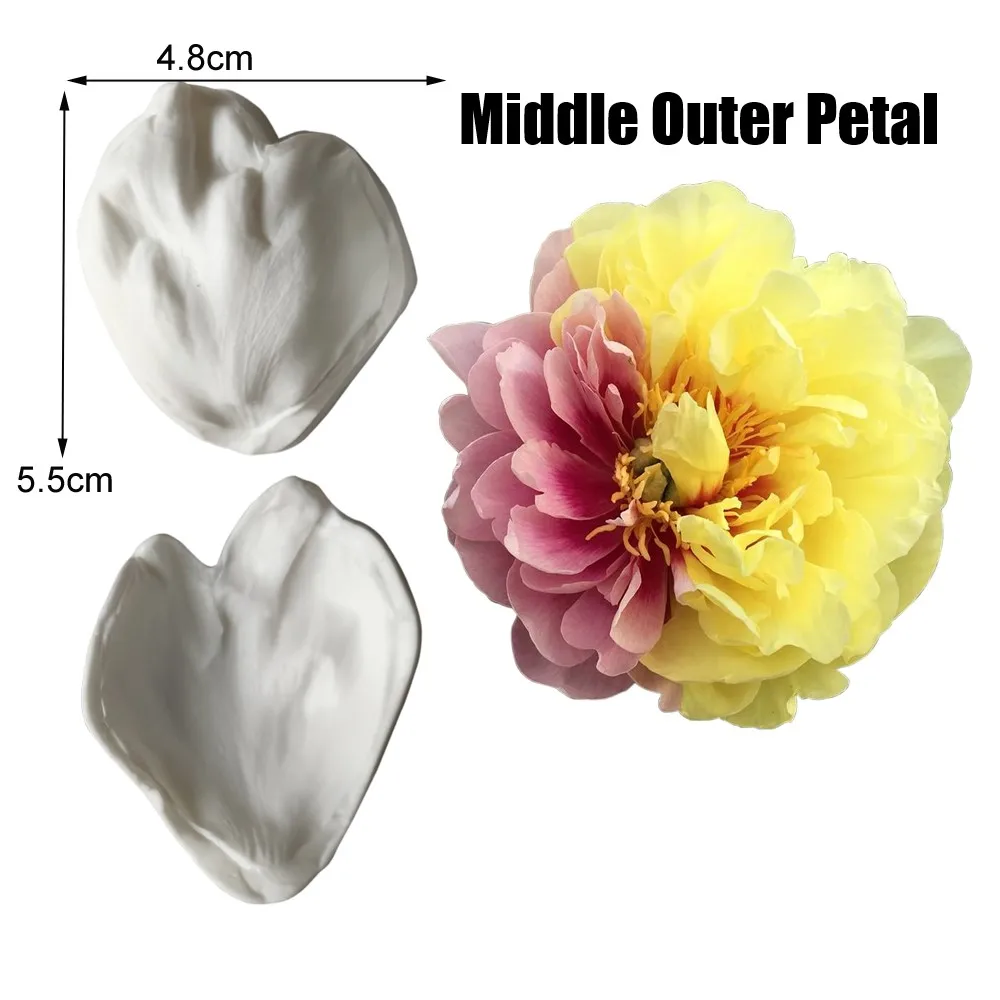 New Peony Silicone Mold Flower Fondant Veiner Gumpaste Mold Sugarcraft Resin Clay Cake Decorating Tool M2835