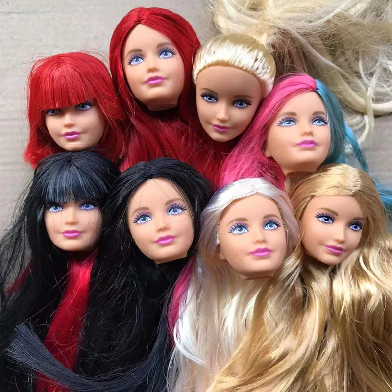 Rare Long Colorful Hair Doll Head Princess Doll Head Toys Parts DIY Toy Black White Green Skin Doll Parts Ken Prince Doll Head