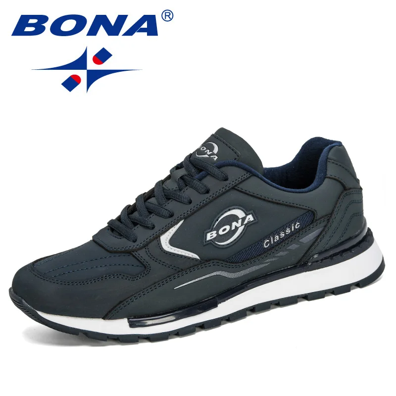 BONA New Designers Nubuck Leather Trendy Sneakers Men Outdoor Casual Shoes Man Sapato Masculino Krasovki Zapatos De Hombre