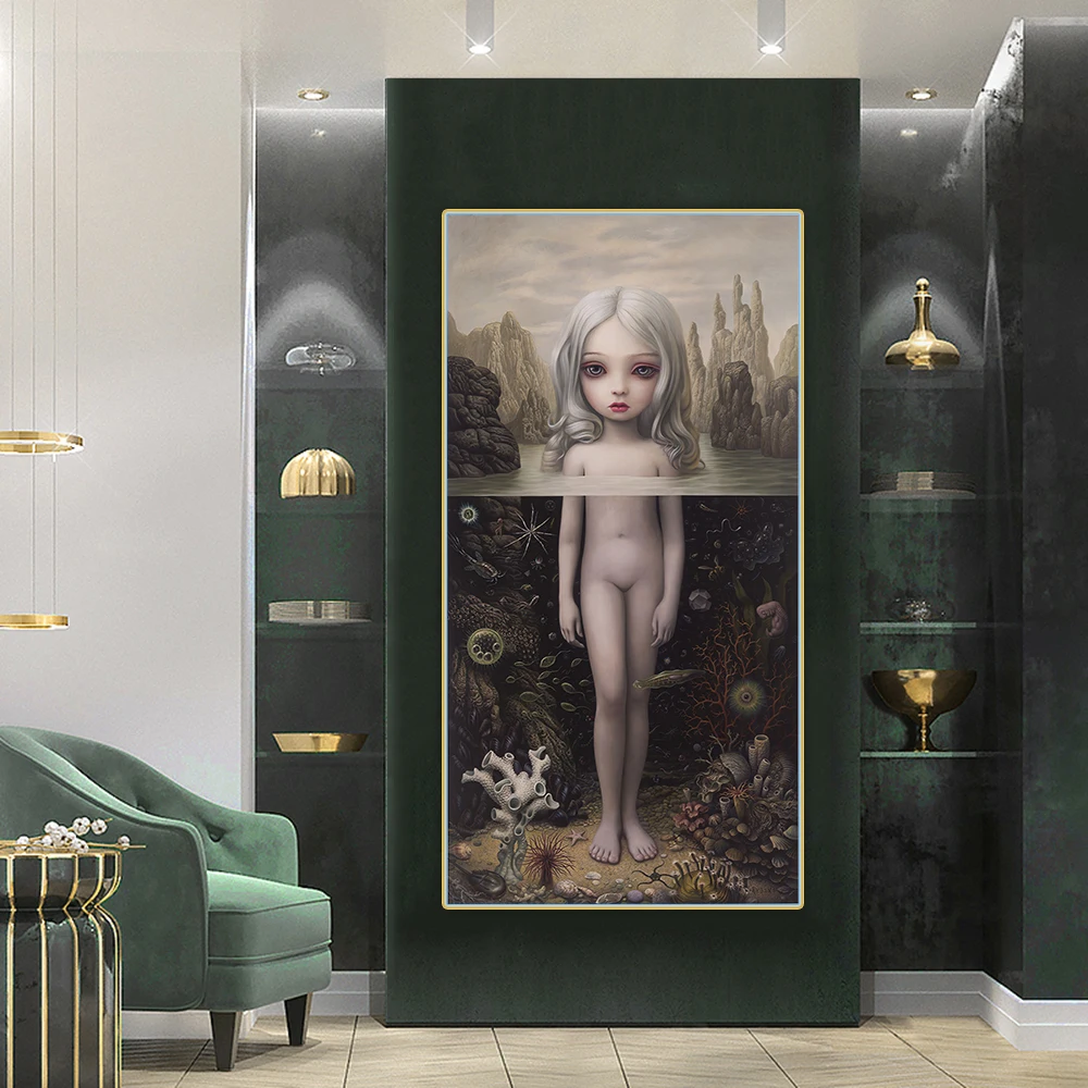Citon Canvas Art Oil painting Mark Ryden《Aurora, 2016》Artwork Poster Picture Modern Wall Decor Home Living room Decoration