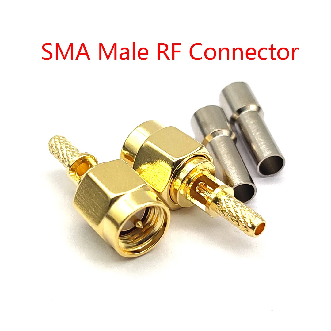 100pcs Gold SMA Male Plug Center Window Crimp RG316 50-1.5 RG174 Cable RF Connectors