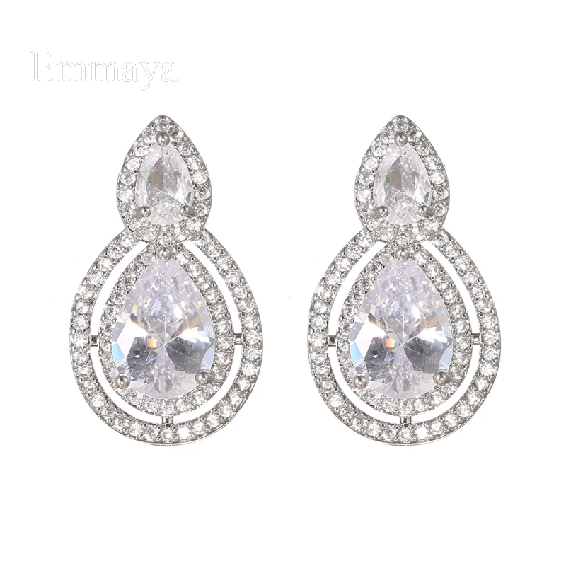 Emmaya Hot Sale Waterdrop Shape Design Earring For Female Charming AAA Zirconia Jewelry Party Muliticolors Choice