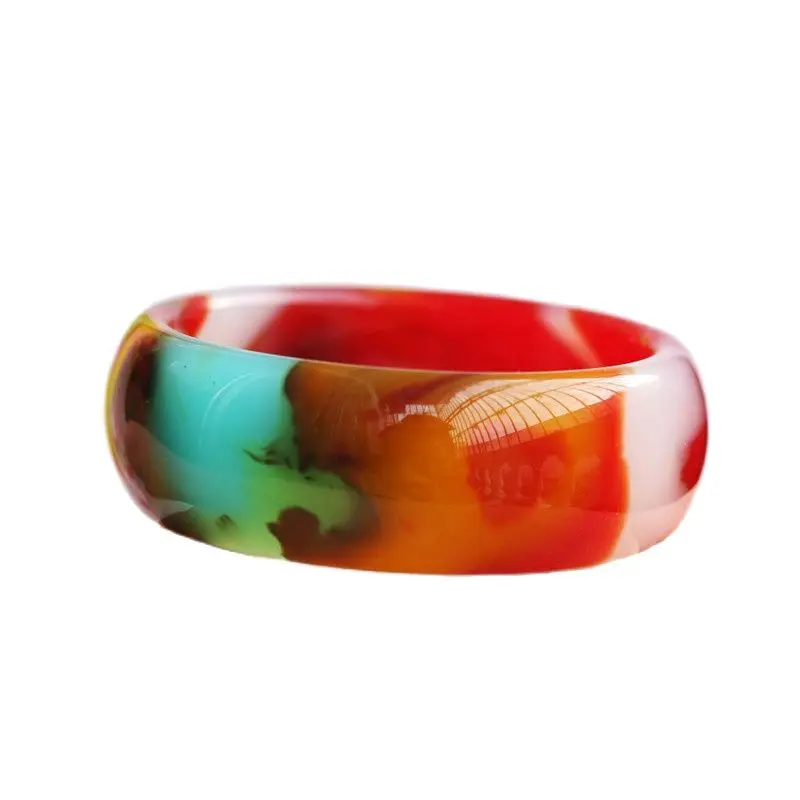 

Colorful jade bracelet agate jade bracelet, widening and thickening of Xinjiang Hetian jade Watkins jade bracelets