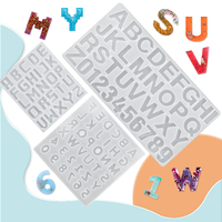 Alphabet Epoxy Resin Mold Kit Ornament Backward Letter Resin Silicone Mold Drill Number Mould For Keychain Making Jewelry DIY