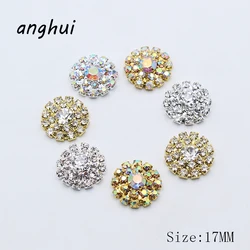 10Pcs17MM Round Rhinestone Crystal Buttons, Scrapbook Embellishment Crafts DIY Handmade Jewelry Accessories