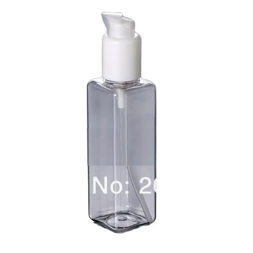 

100ml TRANSPARENT SQUARE PET BOTTLE or blue toilet water bottle or lotion bottle with white pump