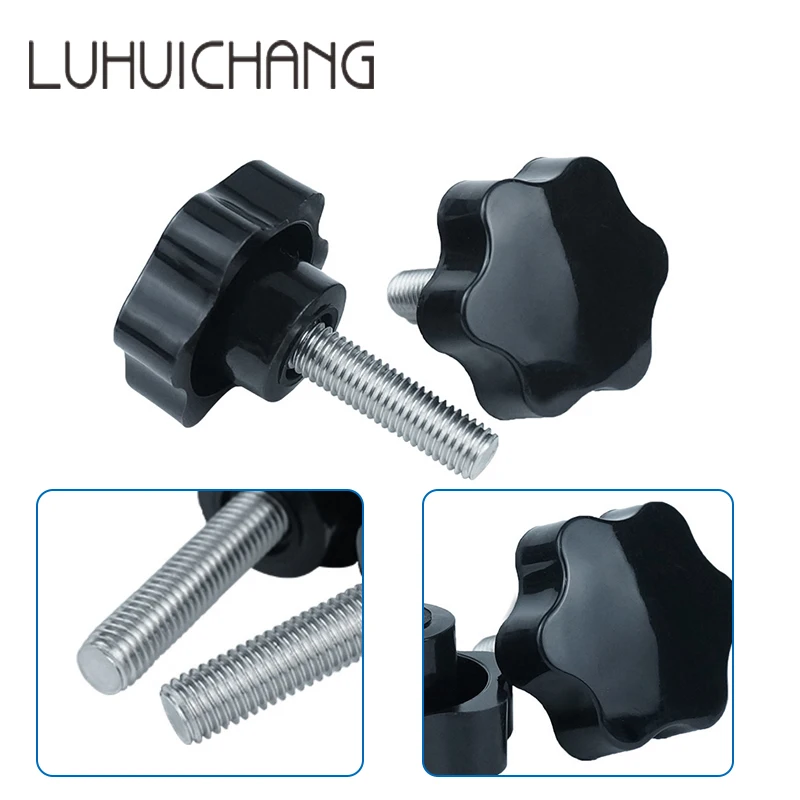 luhuichang M8 M10 48# Thread Replacement Star Hand Knob Bakelite Hand Tighten Screw Tightening Screw Black Head diameter 48mm