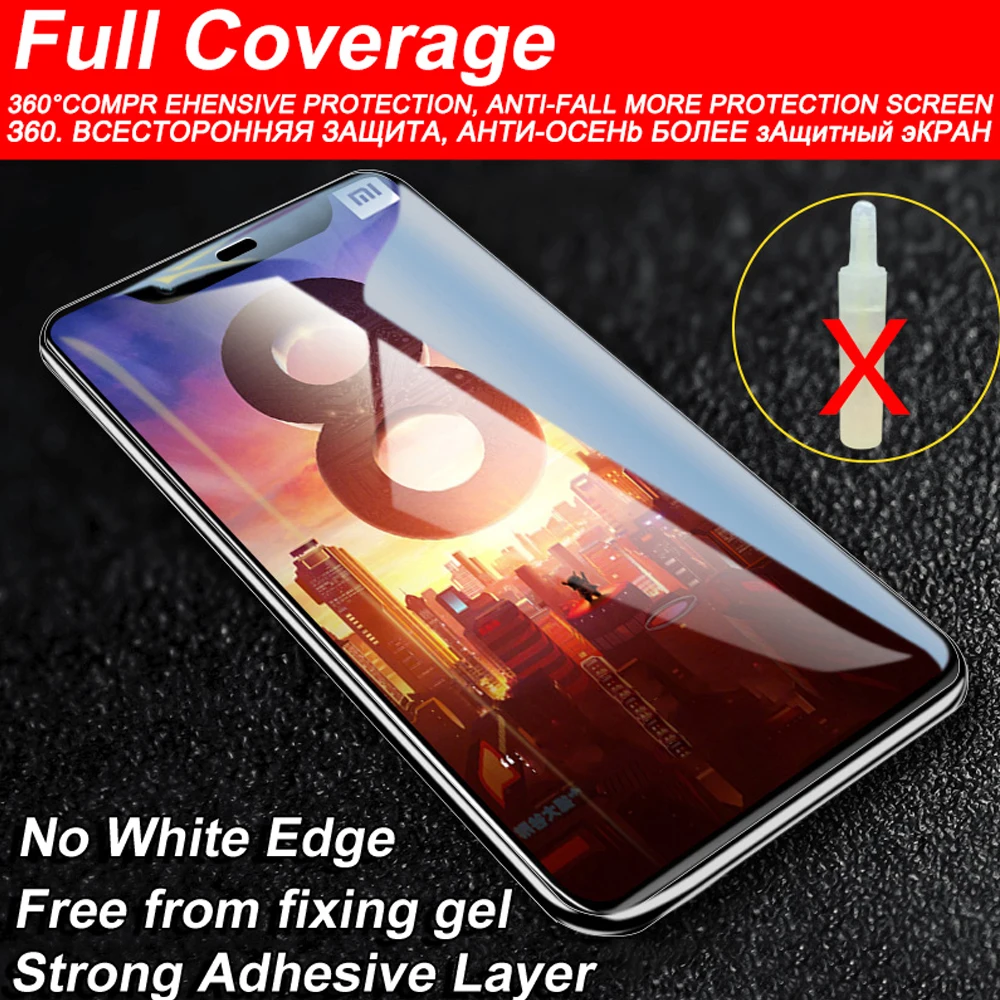 2Pcs 9D full cover for xiaomi redmi note 8 pro 8t 9s tempered glass redmi 8A protective film phone screen protector smartphone
