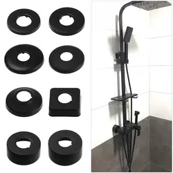 1 pçs preto torneira do chuveiro capa decorativa acabamento cromado tubo de água cobre parede aço inoxidável acessórios do banheiro