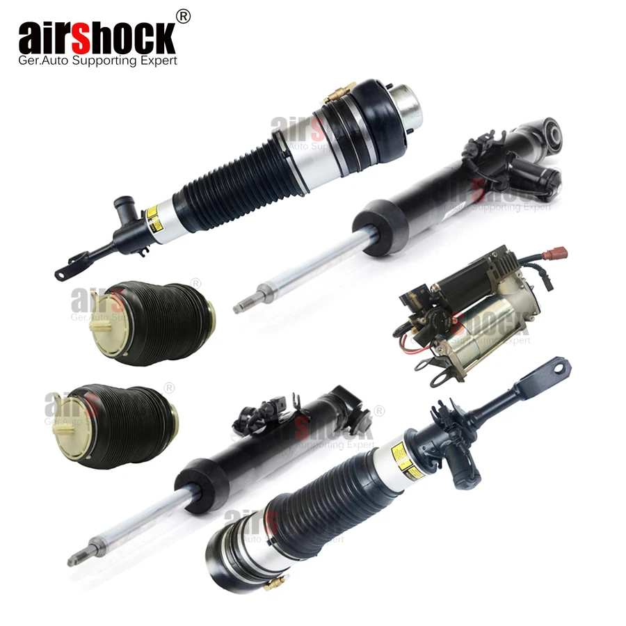 AirShock 7PCS Front Air Ride Air Compressor Rear Air Spring Fit Audi A6 C6 4F0513032H(05312L) 4F0616040AA(39AA) 4F0616005E