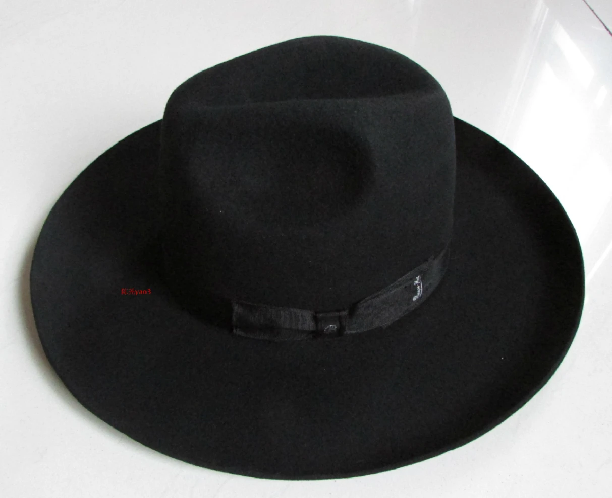 X053 Adult 100% Wool Top Hat Export Original Sheet / Israeli Jewish Hat / Felt Hat with Big Eaves 10cm Brim Woolen Fedora Hats