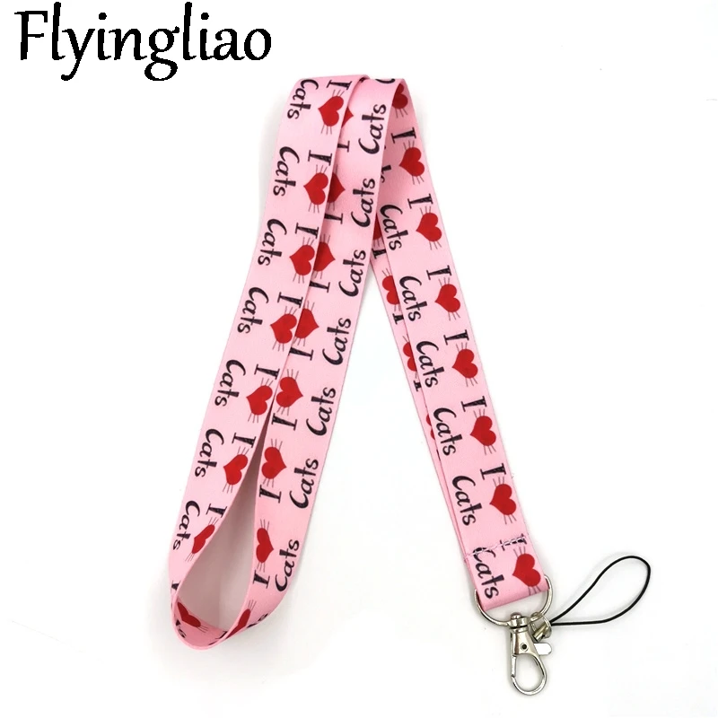 I Love Cat Lanyard for Keys Phone Cool Neck Strap Lanyard for Camera Whistle ID Badge Cute webbings ribbons Gifts Decorations