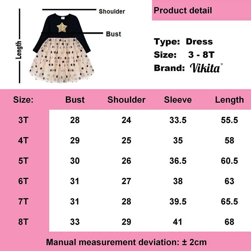 VIKITA-Robe de Princesse pour Fille, Tenue Éducative pour ixd\'Anniversaire, Automne et Hiver