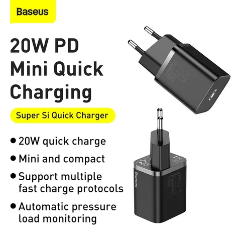 Baseus 20W PD Quick Charge USB Type-C Зарядное устройство для iPhone и Samsung — изображение продукта