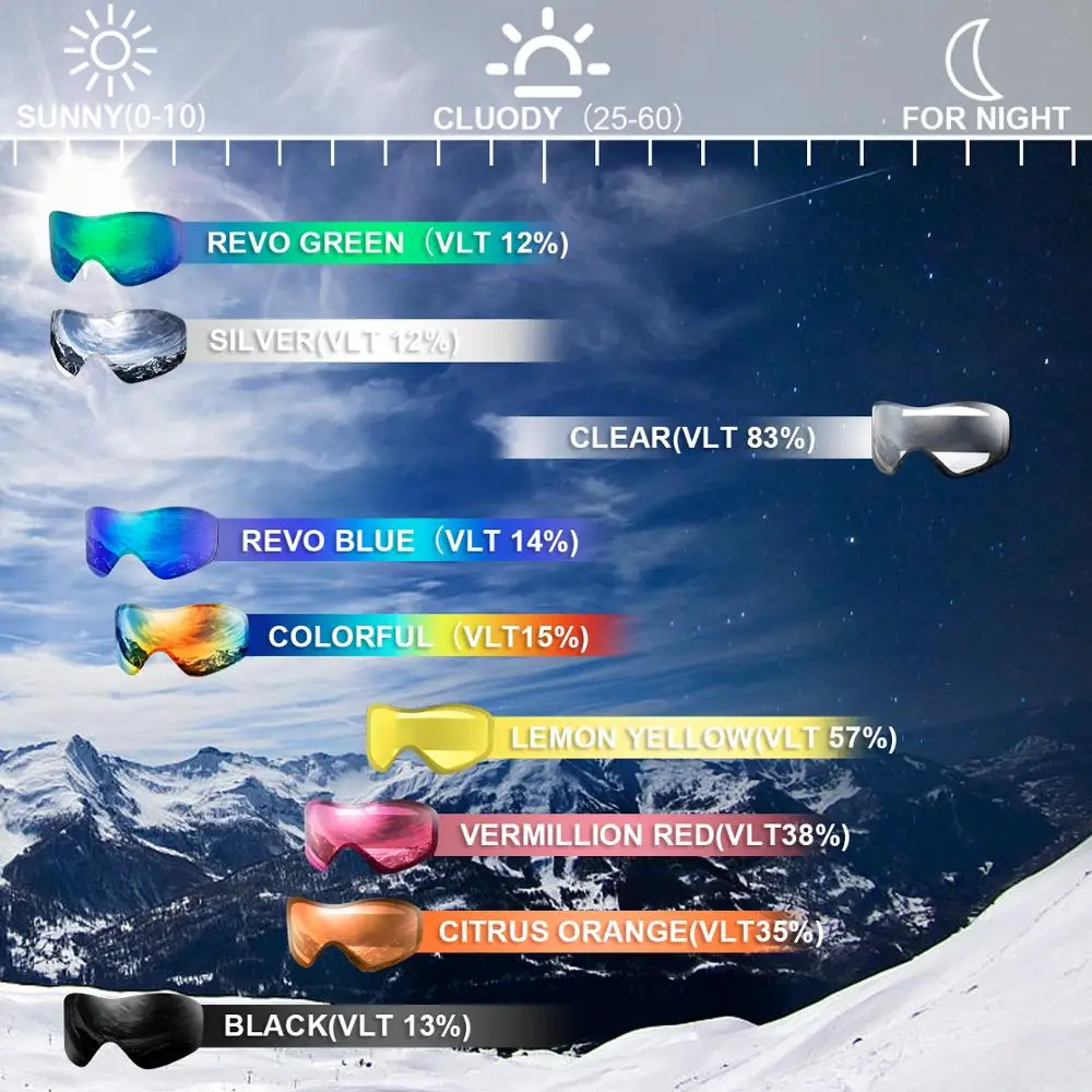 Snow Goggles,Winter Snow Sports Snowboard Over Glasses Goggles with Anti-fog UV Protection Double Lens for Men Women mask Goggle