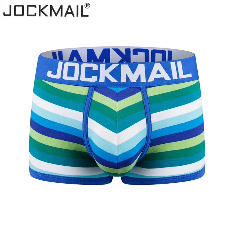 Jockmail Fashion Brand Sexy Underwear Men Boxer Rainbow Stripe Boxershorts Men Low-Rise Breathable Pouch Gay Calzoncillos Hombre